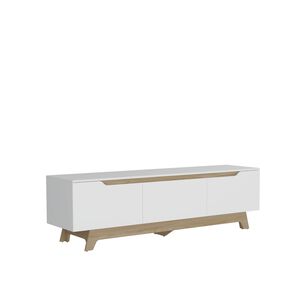 Rack Tv 80" 2 Puertas 1 Cajon Blanco Y Cafe Claro