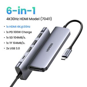 Multipuerto Usb-c Hdmi+usb+sd+pd Ugreen