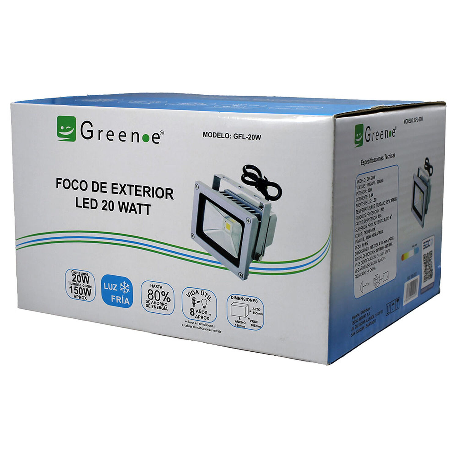 Foco Exterior Led 20w. Luz Fr&iacute;a. image number 1.0