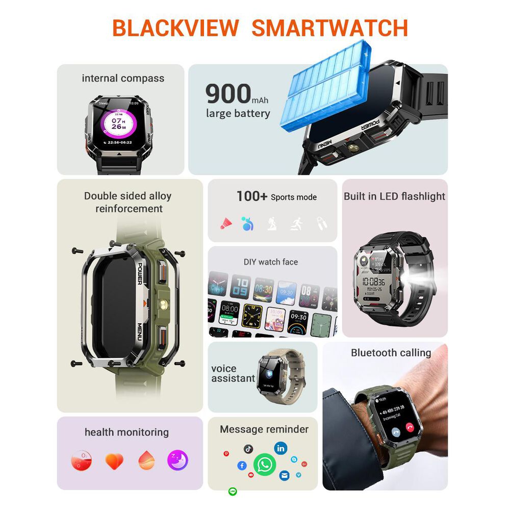Blackview W70 Pro: Smartwatch Rugerizado, Batería 20 Días image number 2.0