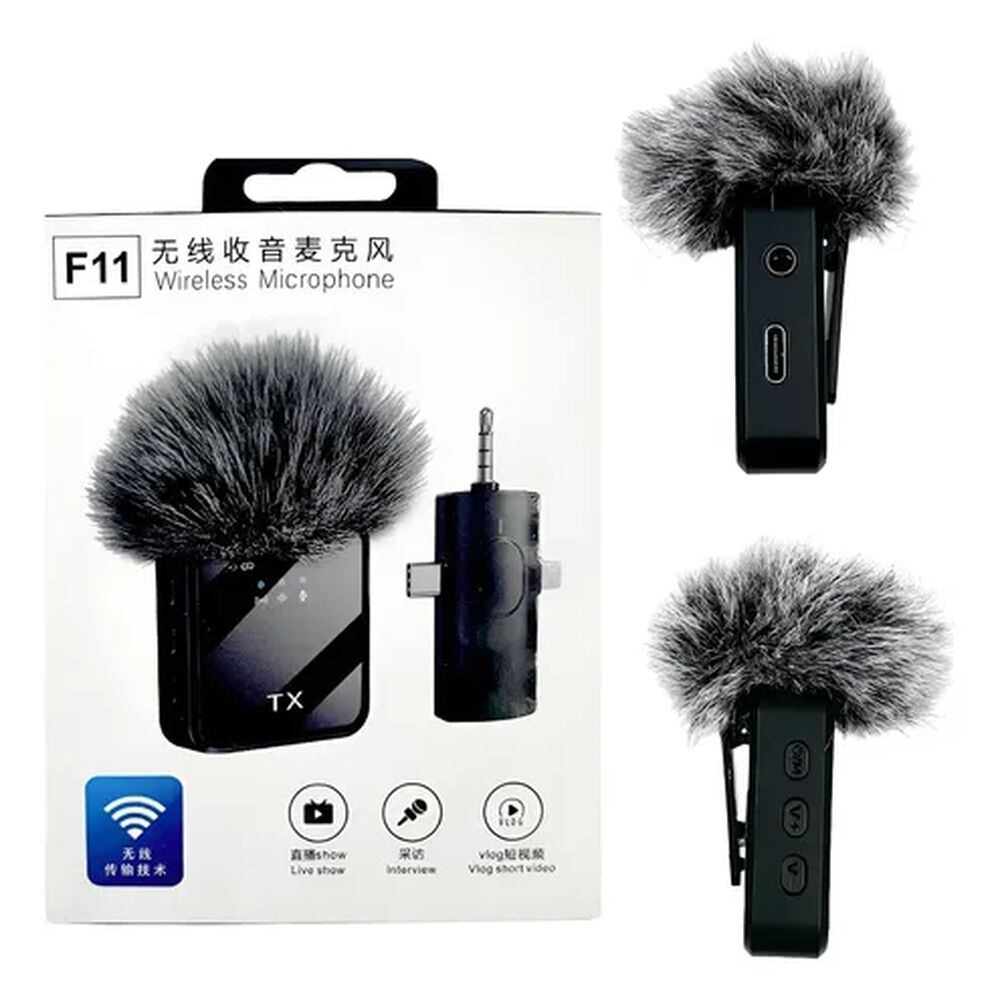 Micr&oacute;fono Inal&aacute;mbrico F11 3x1 Para Iphone Android Y C&aacute;mara Profesional image number 4.0
