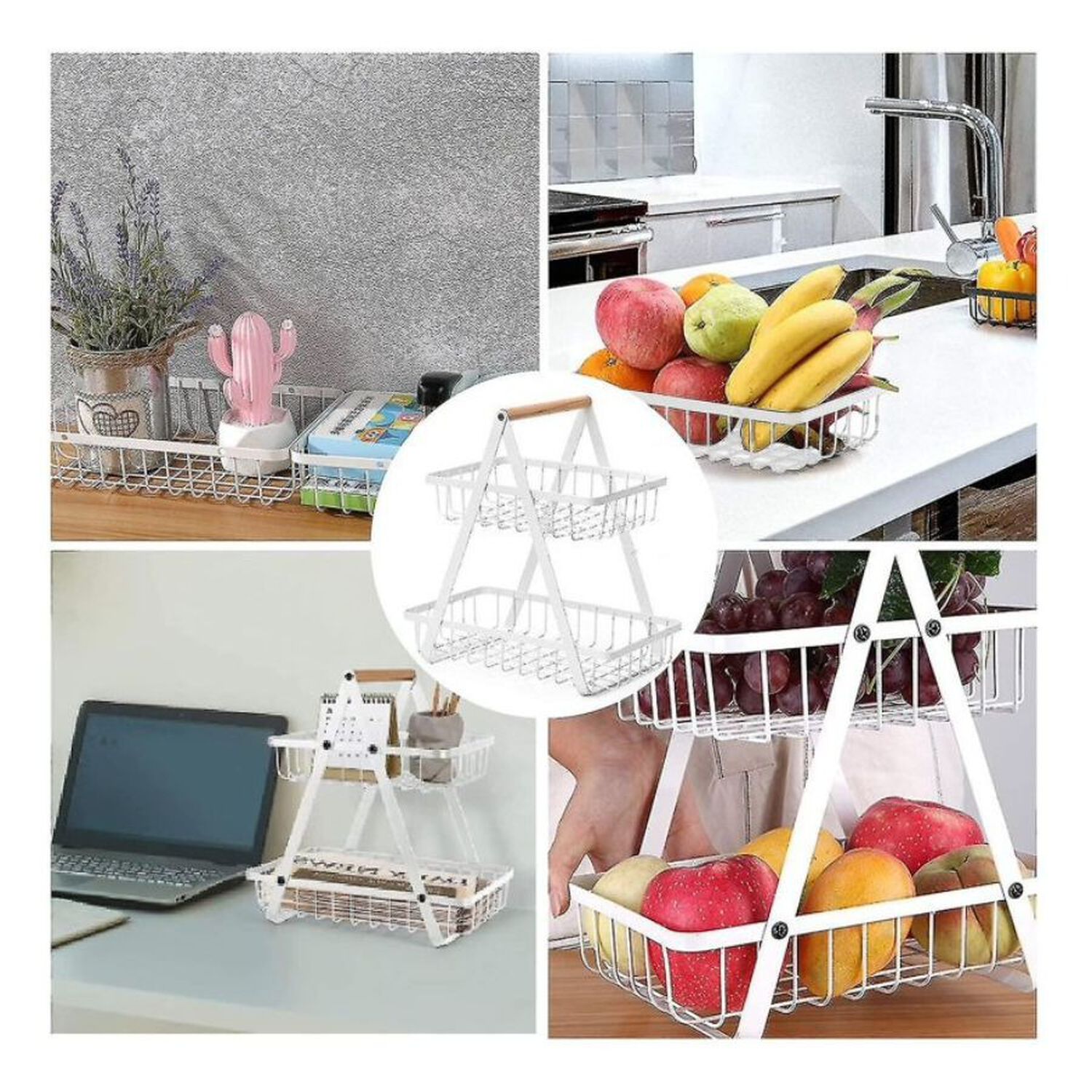 Frutera Panera Rack Organizador Metal 2 Niveles Rectangular image number 3.0