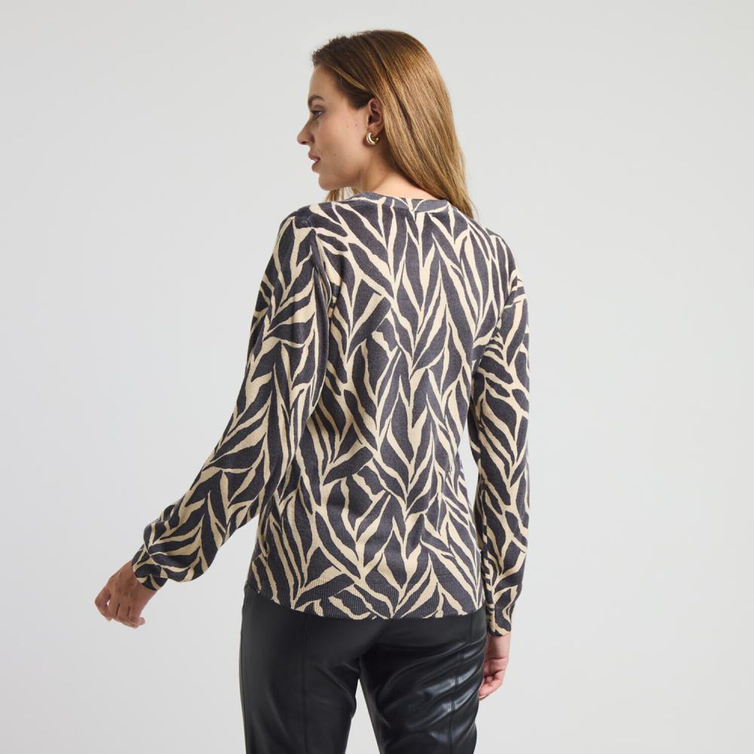 Sweater Estampado Suave Manga Larga Cuello Redondo Mujer Kimera image number 3.0