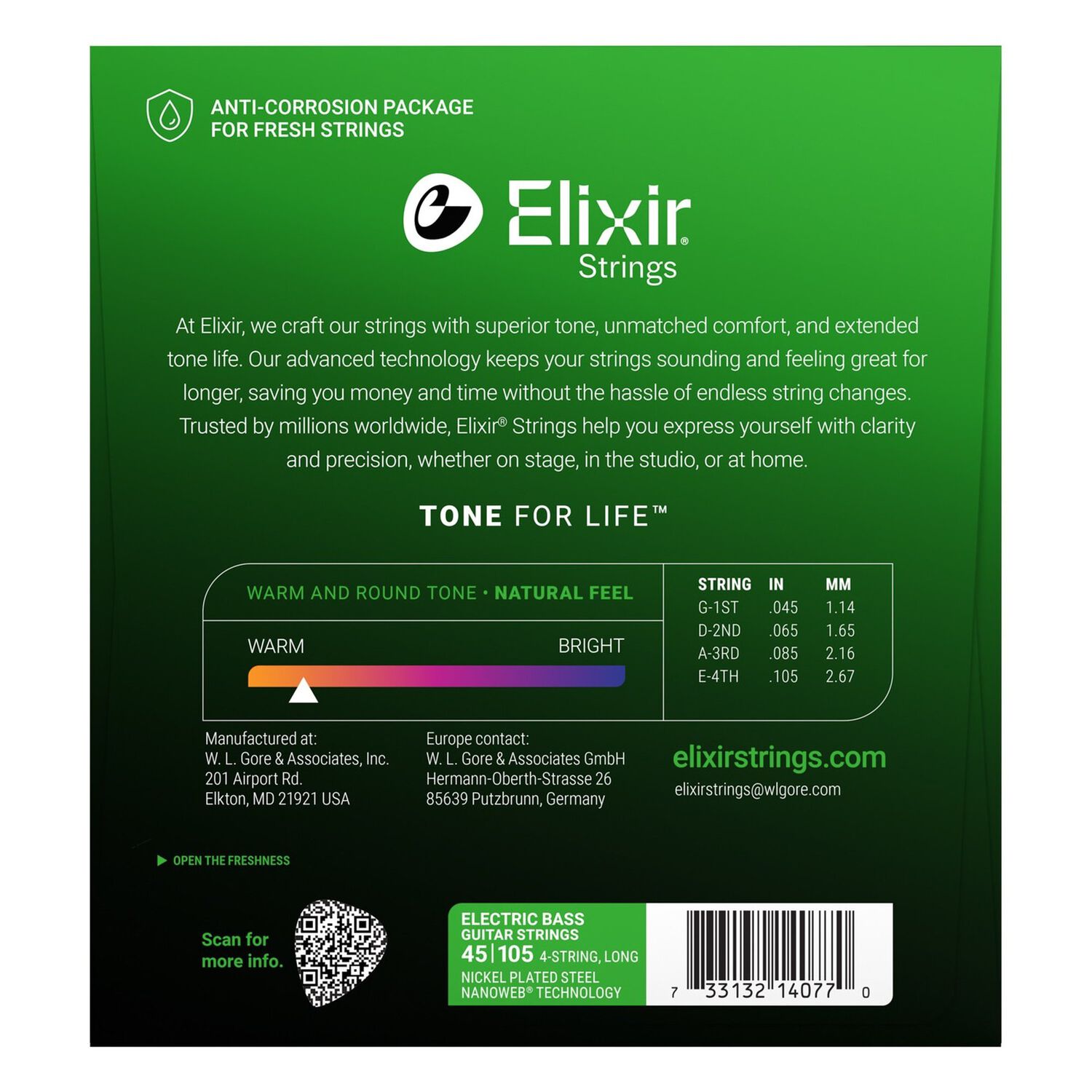 Set De Cuerdas Bajo El&eacute;ctrico Elixir Acero Niquelado 45-105 image number 1.0