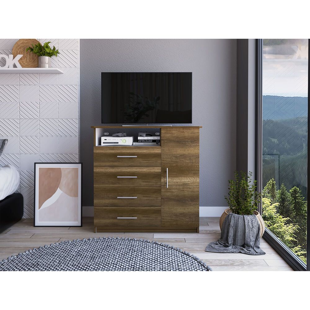 Comoda Tv 40" 4 Cajones 1 Puerta Fm-018o - Café Oscuro image number 4.0