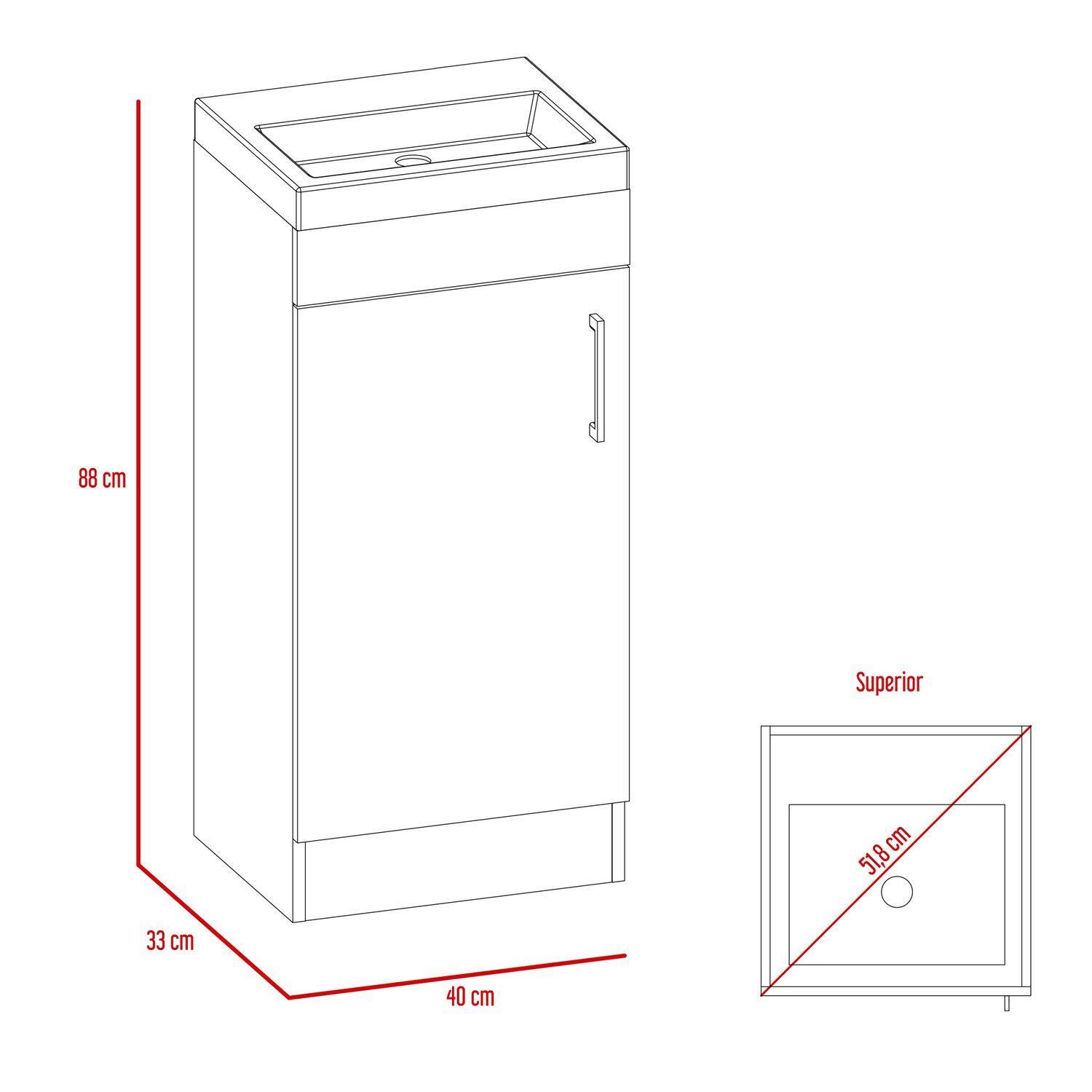 Mueble Vanitorio Piso 1 Puerta Fm-005o Caf&eacute; Oscuro image number 6.0