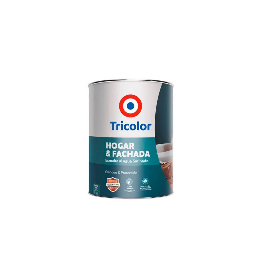 Esmalte Al Agua Satinado Hogar Y Fachada 900ml Blanco Perfecto - Tricolor image number 0.0