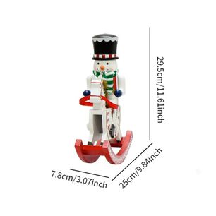 Cascanueces Mu&ntilde;eco De Nieve Con Caballo Balanc&iacute;n Madera 30 Cm