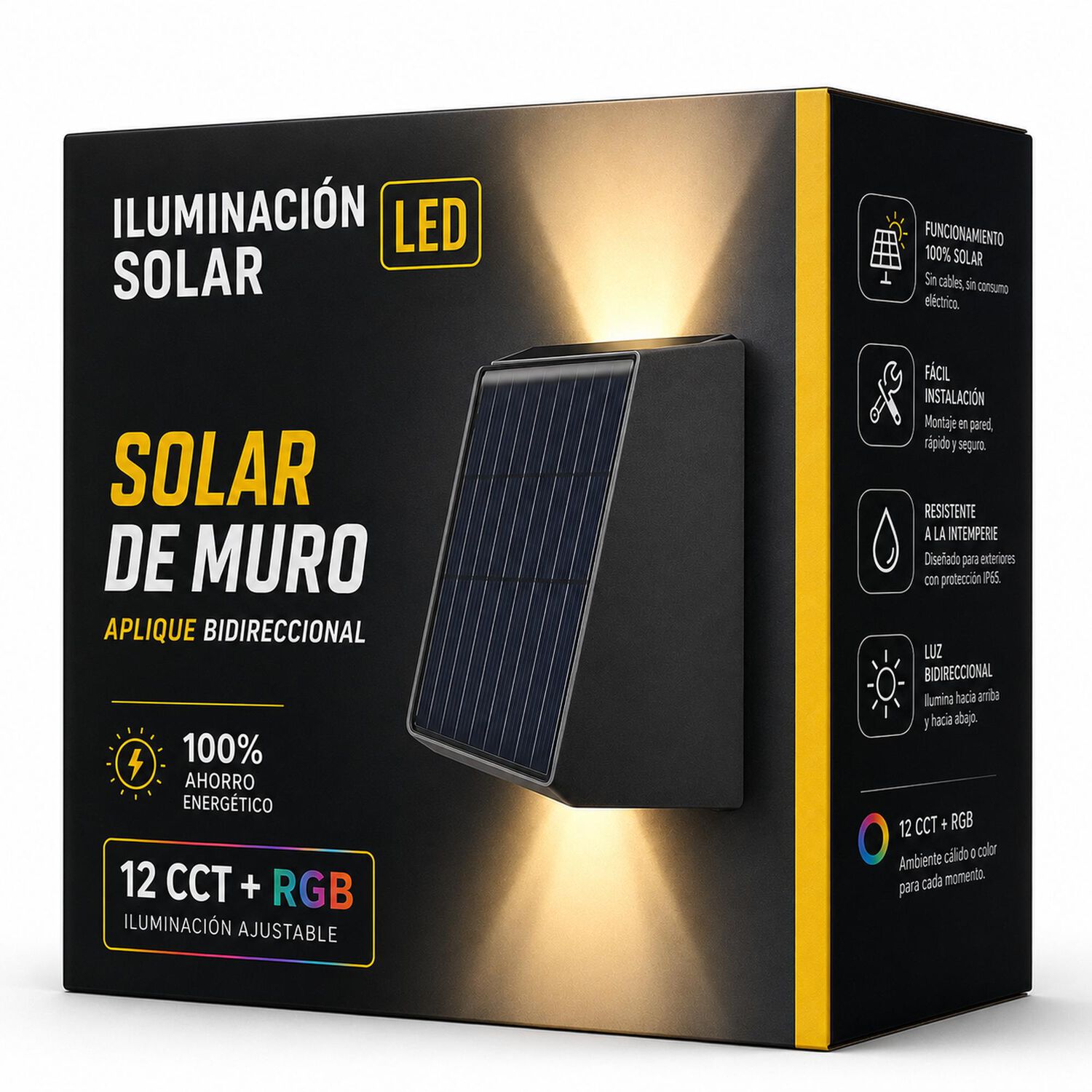 Luminaria Solar De Muro Aplique Cct Bidireccional Exterior image number 0.0