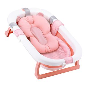 Ba&ntilde;era Plegable Bebe Con Cojin Almohada Y Reductor Rosada
