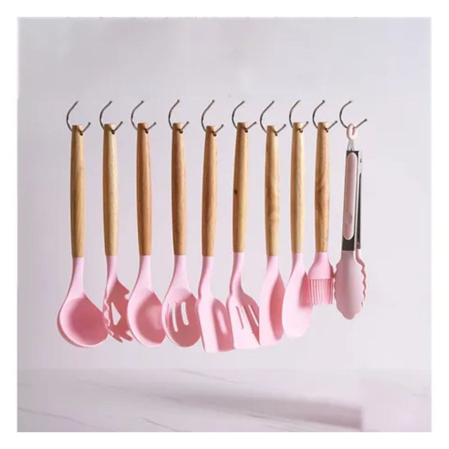 Set 19 Utensilios Juego De Cocina Silicona Antiadherentes Rosado image number 5.0