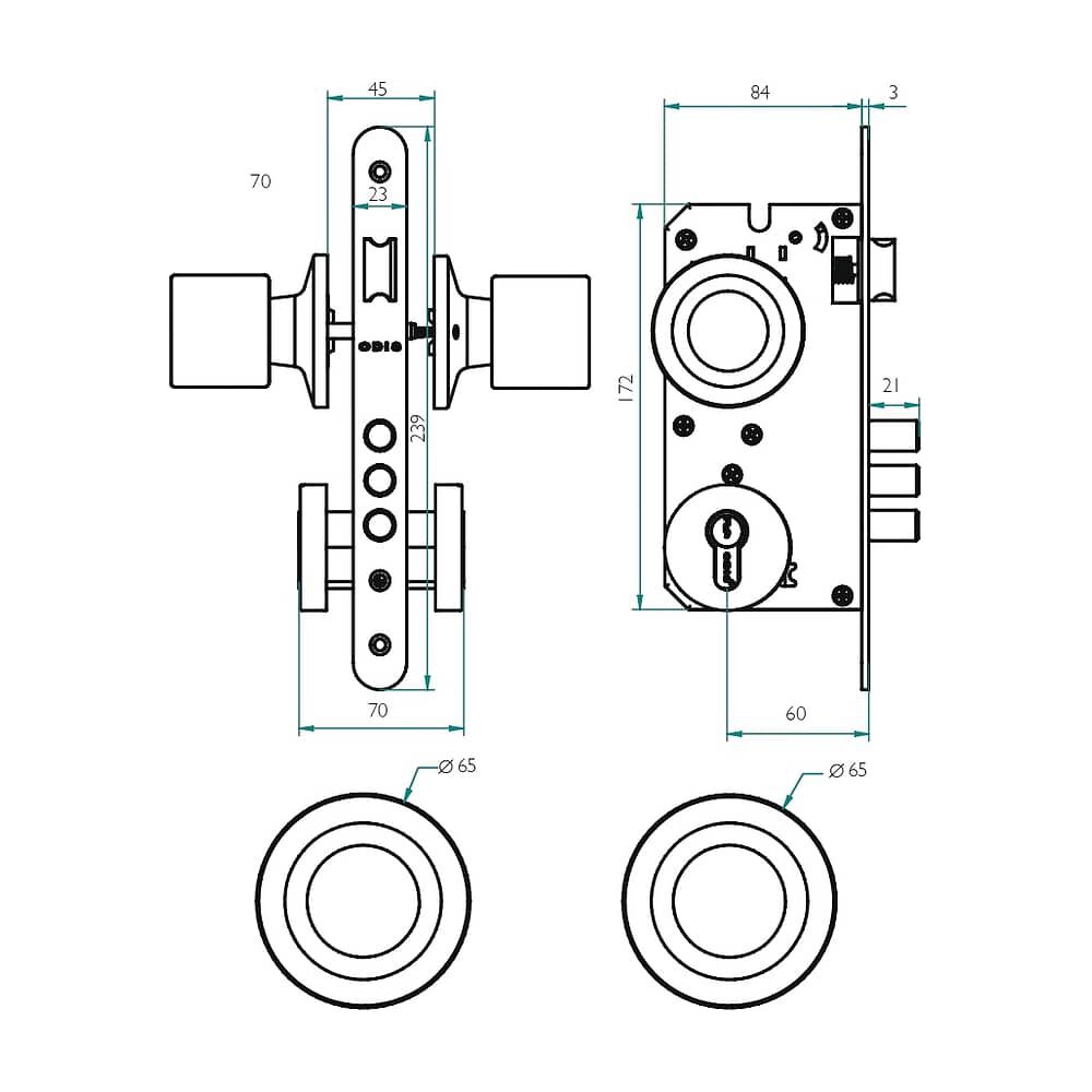 Cerradura Embutir Odis 205 Acceso - Plata image number 2.0