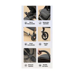 Coche De Paseo &Uacute;ltra Resistente 25kg Tek Negro Lubabycas