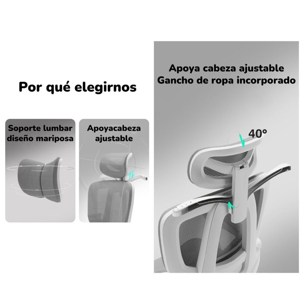 Silla De Escritorio Reclinable Reposapies E06negra Lubabycas image number 3.0