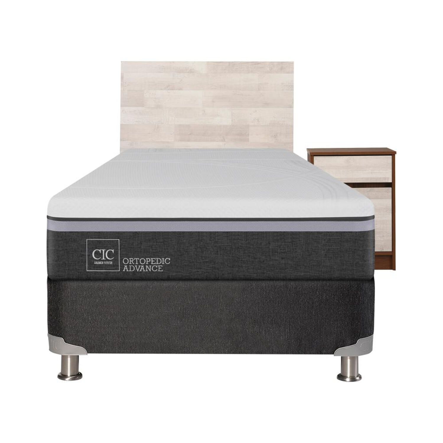 Box Spring Cic Ortopedic Advance / 1.5 Plazas / Base Normal + Set de Maderas Legno image number 0.0