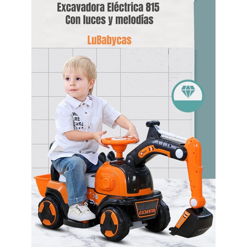 Excavadora El&eacute;ctrica Montable Luces M&uacute;sica Lubabycas Azul image number 9.0