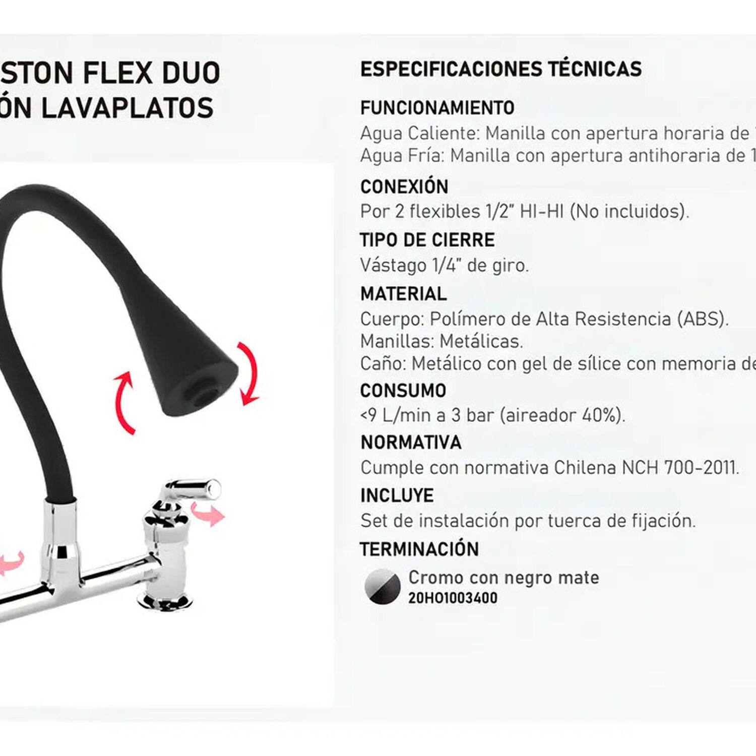 Combinacion Lavaplatos Flex Duo Houston Negro image number 2.0