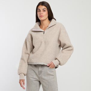 Chaqueta Micropolar Aplicación Ecocuero Cuello Alto Mujer Rolly Go