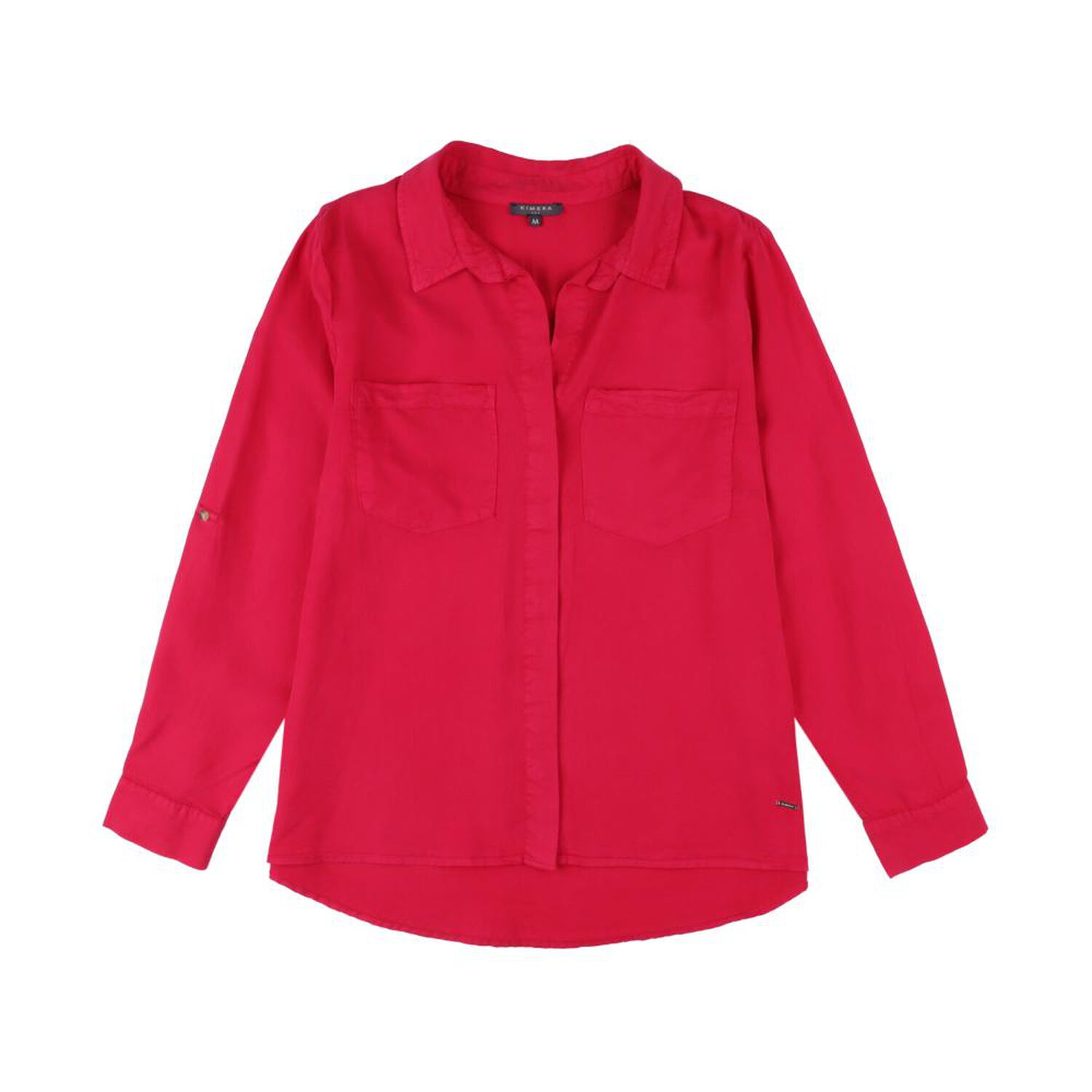 Blusa Lisa Abotonada Lyocell Manga Larga Cuello Camisero Mujer Kimera image number 0.0