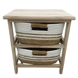 Mueble Organizador Rústico De Madera Con Cestas Tejidas