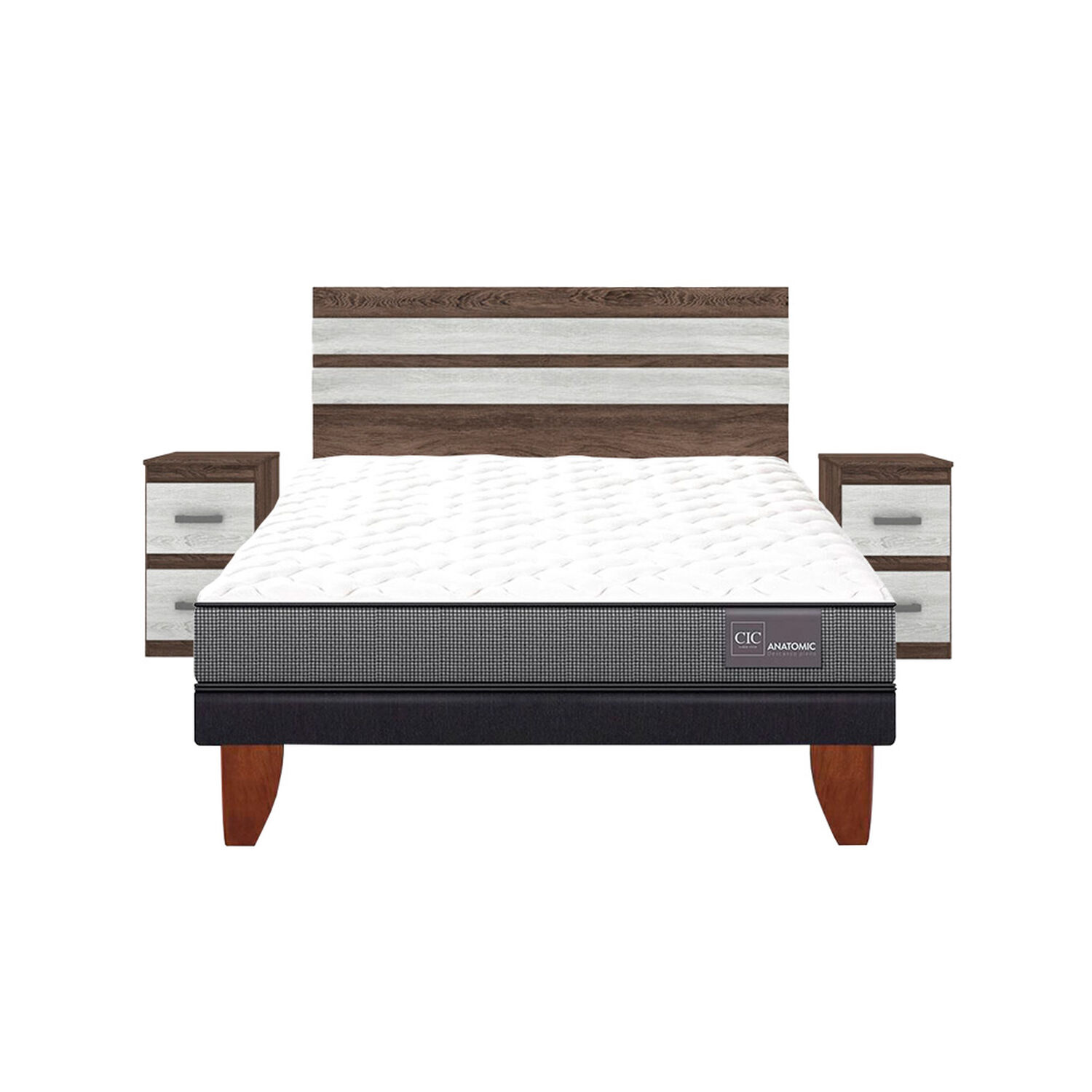 Cama Europea Cic Anatomic / Full / Base Normal + Set De Maderas Madrid image number 0.0