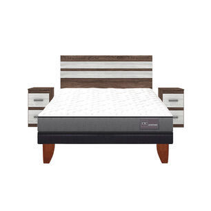 Cama Europea Cic Anatomic / Full / Base Normal + Set De Maderas Madrid