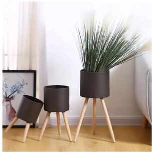 Set 3 Floreros Decorativos Met&aacute;licos Pedestal Maceteros