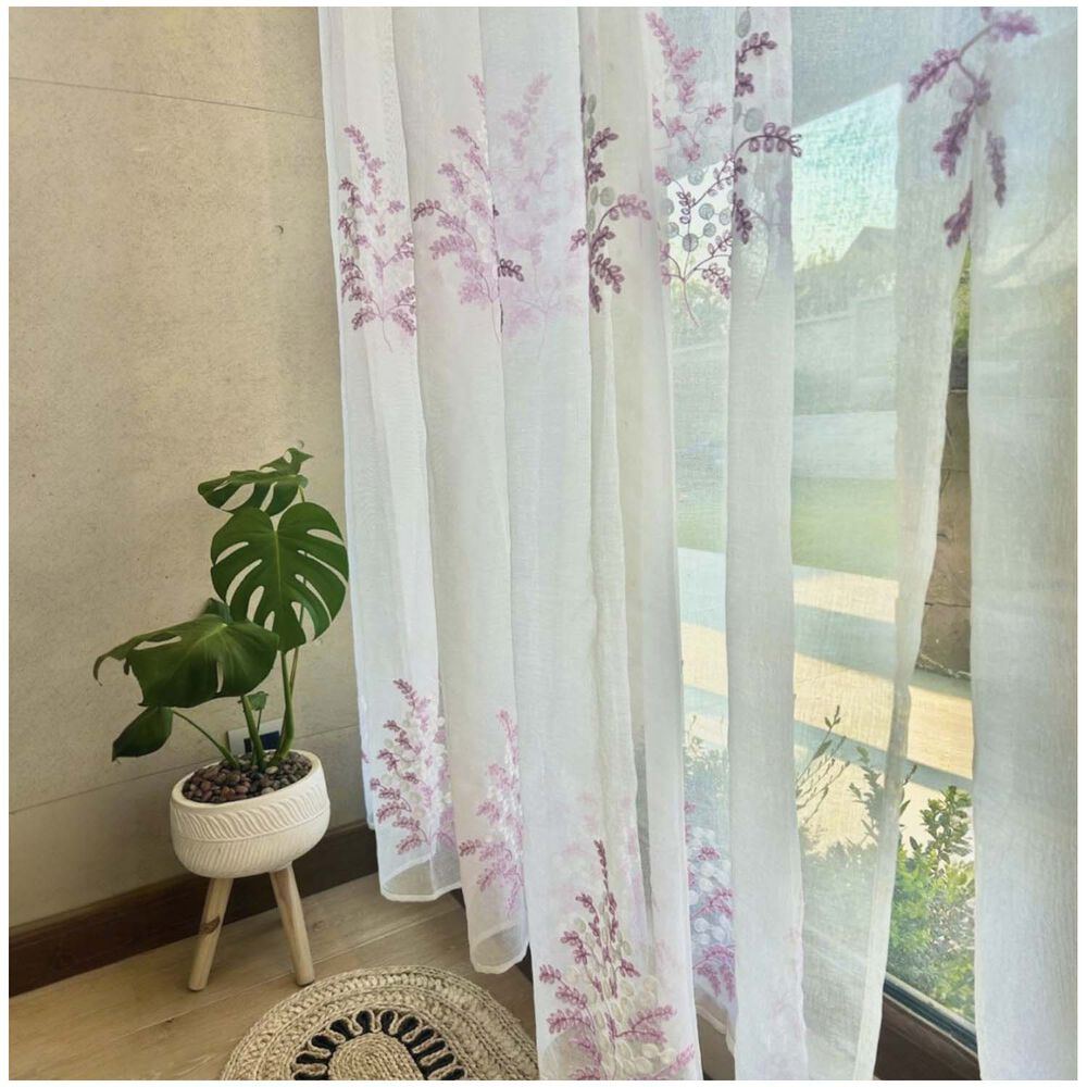 Set De 02 Visillos Bordados Con Argollas 140x230 Cm Mod01 image number 2.0