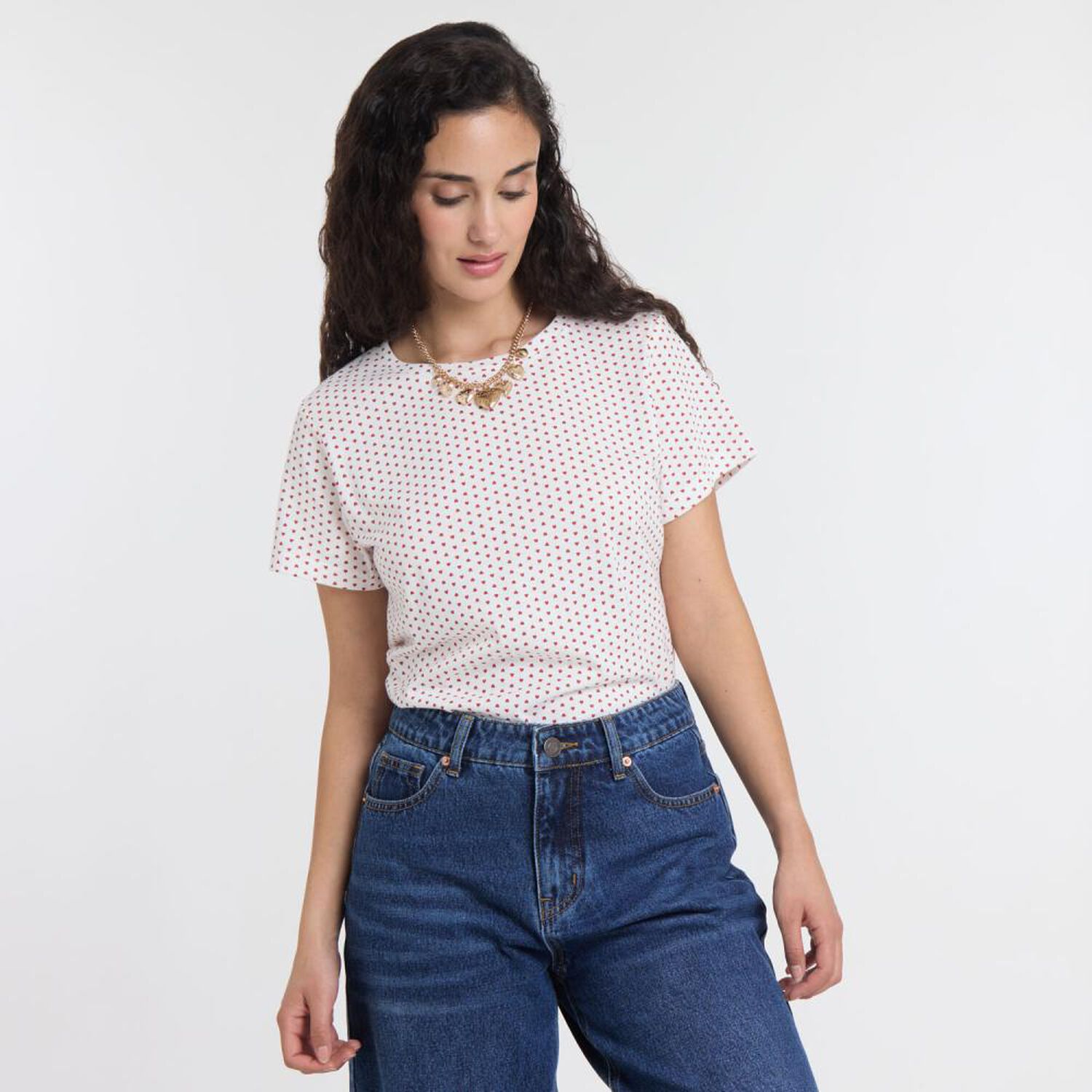 Polera Microprint Manga Corta Cuello Redondo Mujer Freedom image number 2.0
