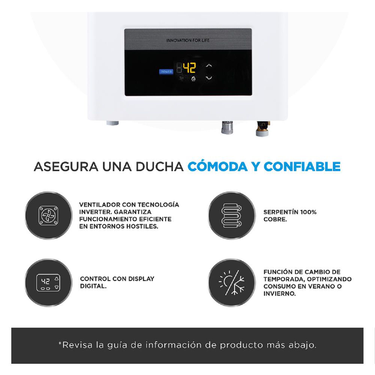 Calefont Midea  MGWH13-26EQPCLW-GN / Tiro Forzado / Gas Natural  / 13 Litros image number 3.0