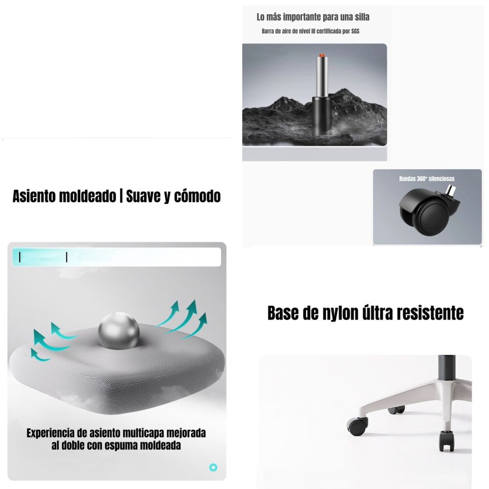 Silla De Escritorio Premium Con Apoya Pies Negra Lubabycas image number 7.0