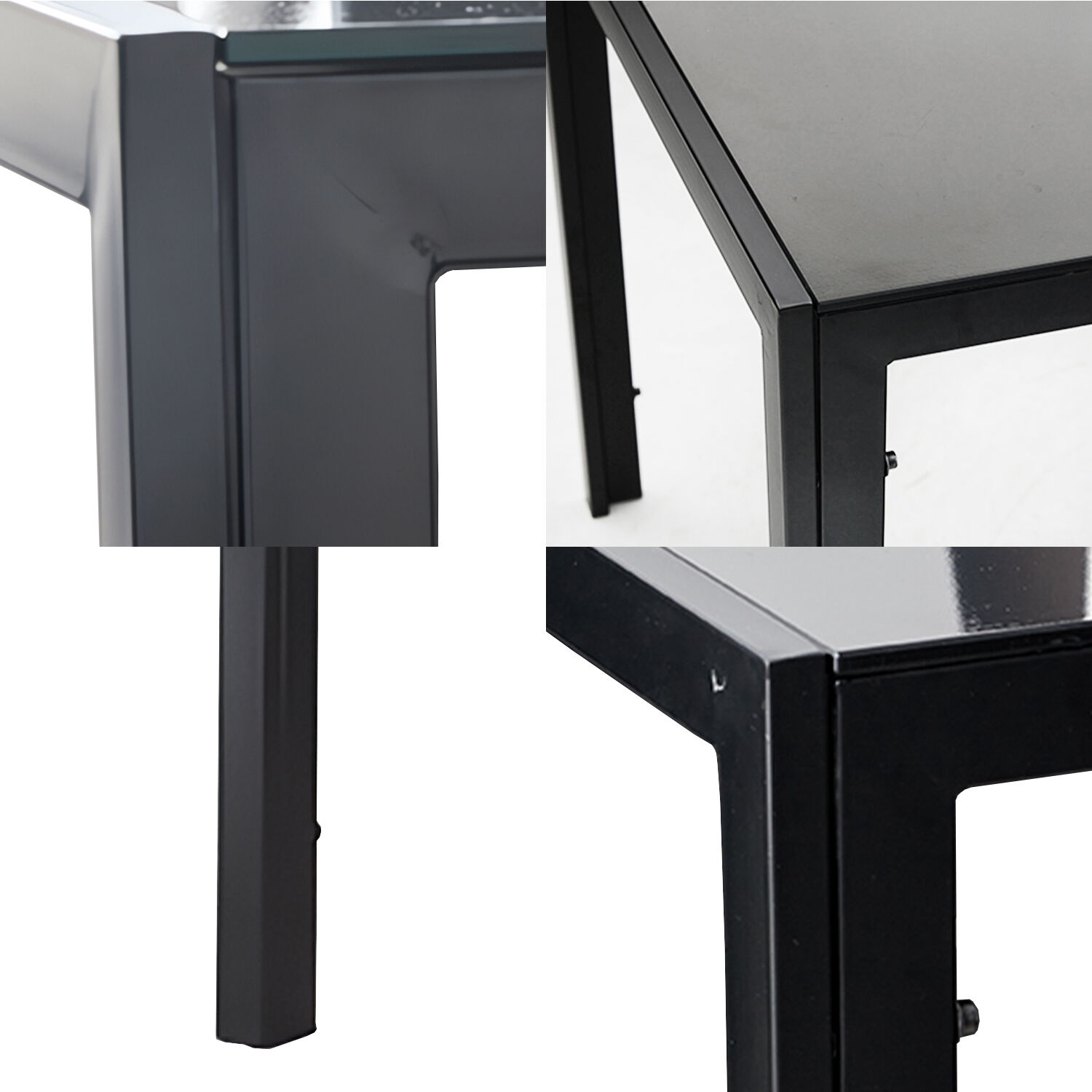 Comedor Mesa Vidrio 80x75x150 6 Sillas Pu Negro image number 3.0