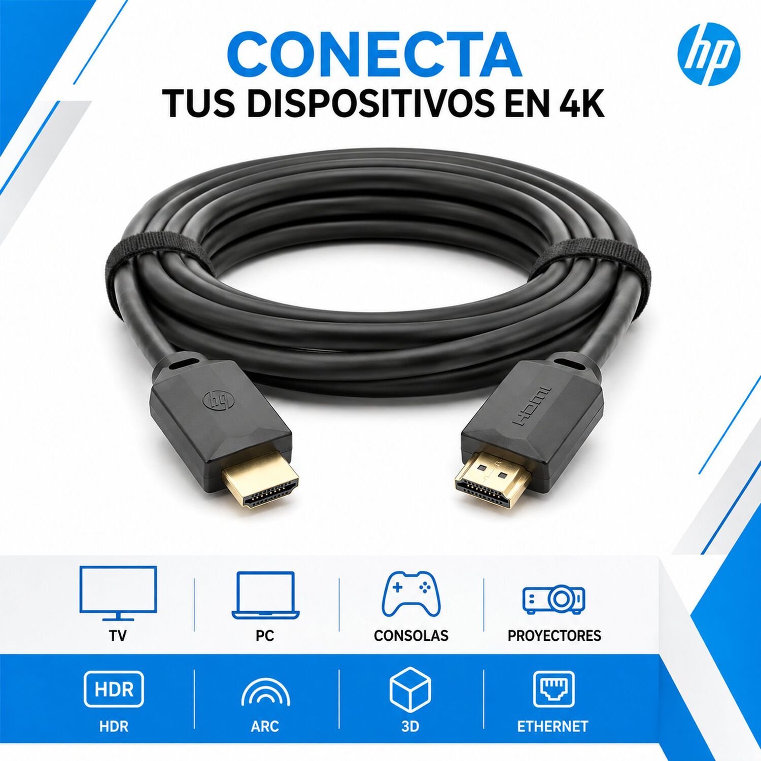 Cable Hdmi 2.0 Hp 4k High Speed 18 Gbps 3 Metros Dhc-h001 image number 3.0
