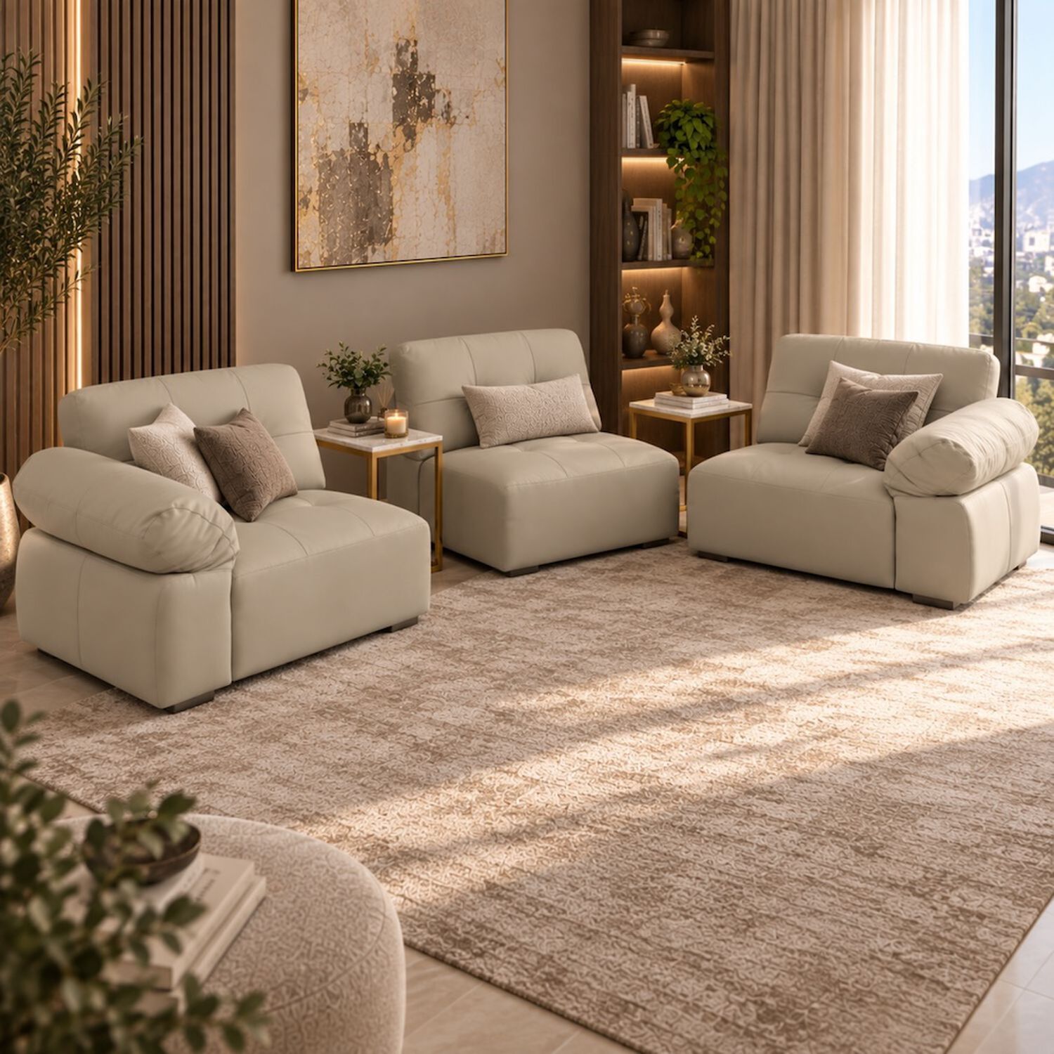 Sof&aacute; Modular Para Living 5 Personas Cl&aacute;sico G&eacute;nova Crema image number 2.0