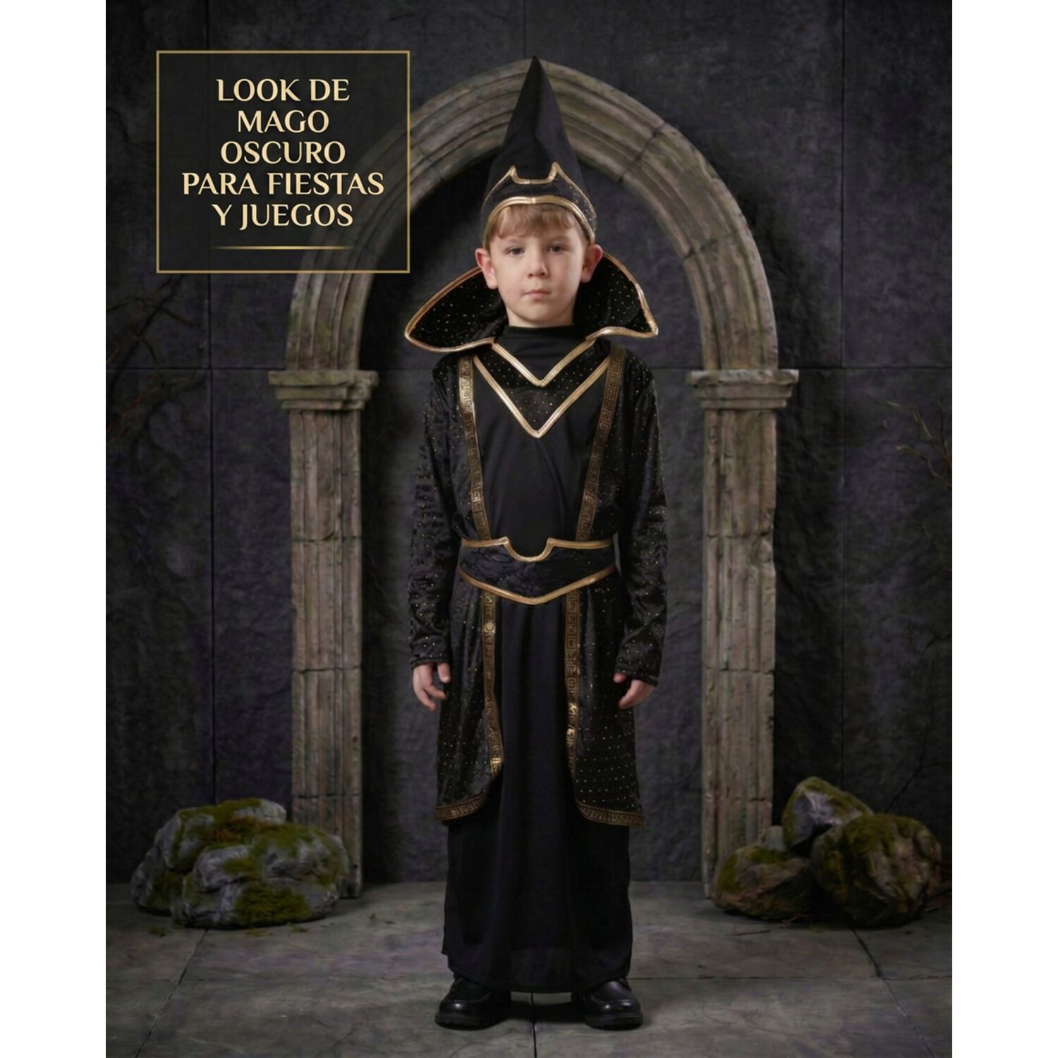Disfraz Infantil Mago Oscuro Hechiero Medieval image number 6.0