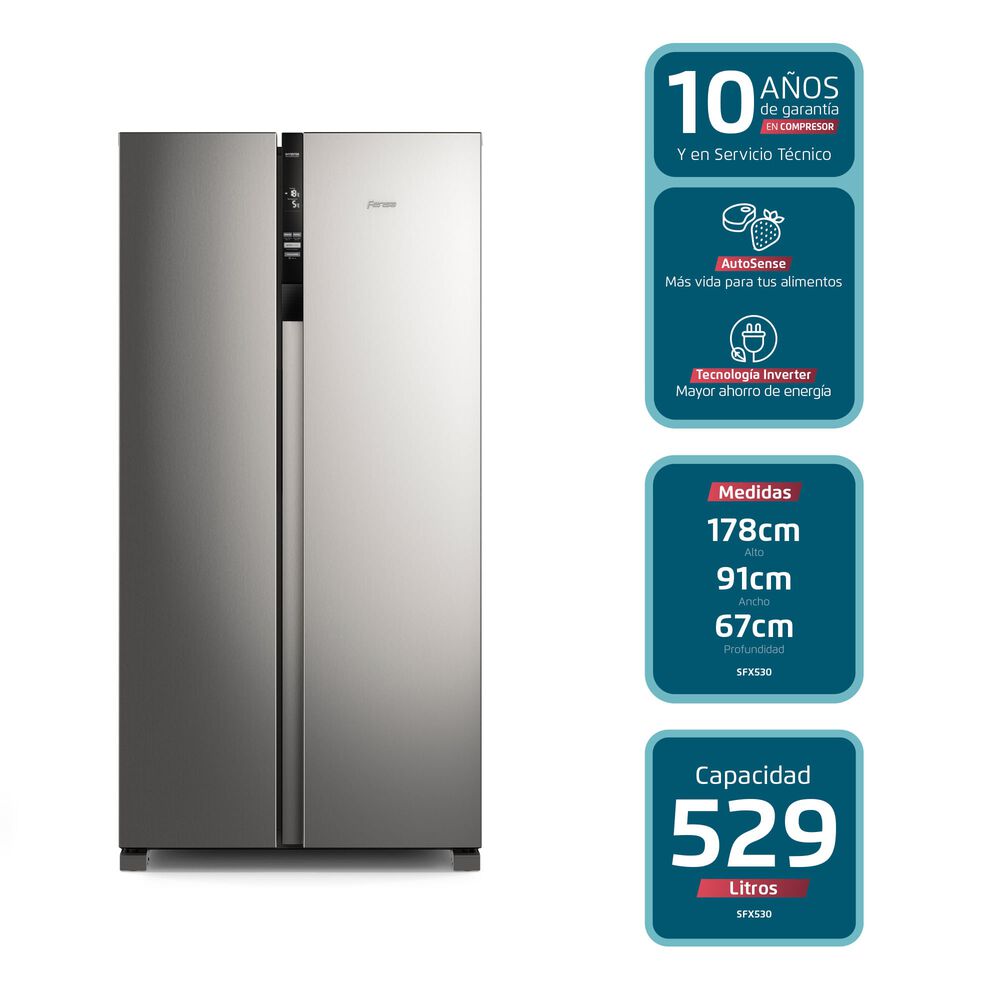 Refrigerador Fensa 529l No Frost Side By Side Sfx530 Inox image number 1.0