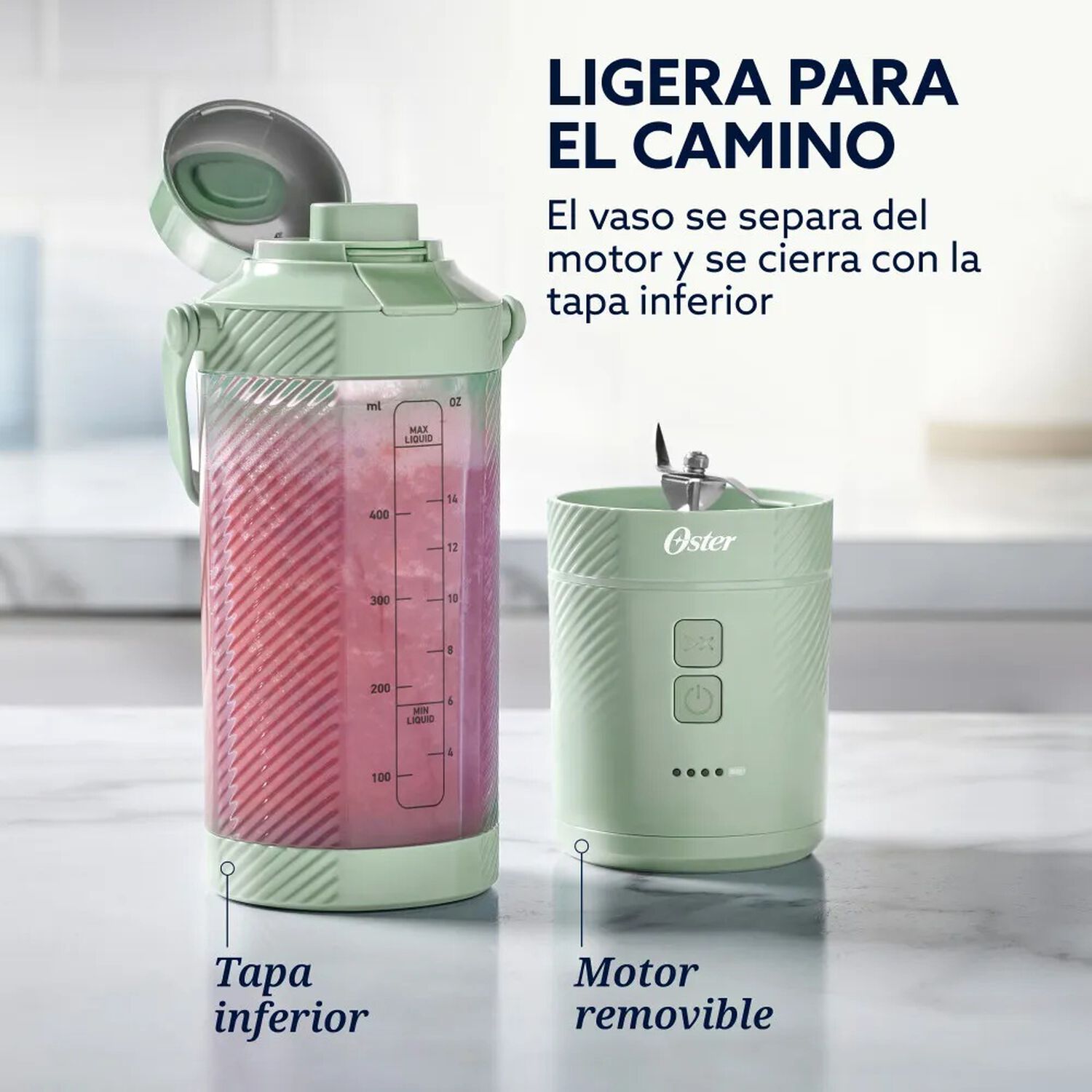 Licuadora Port&aacute;til Gomax 590ml Para Smoothies Blstgfp-m20-000 - Verde image number 4.0