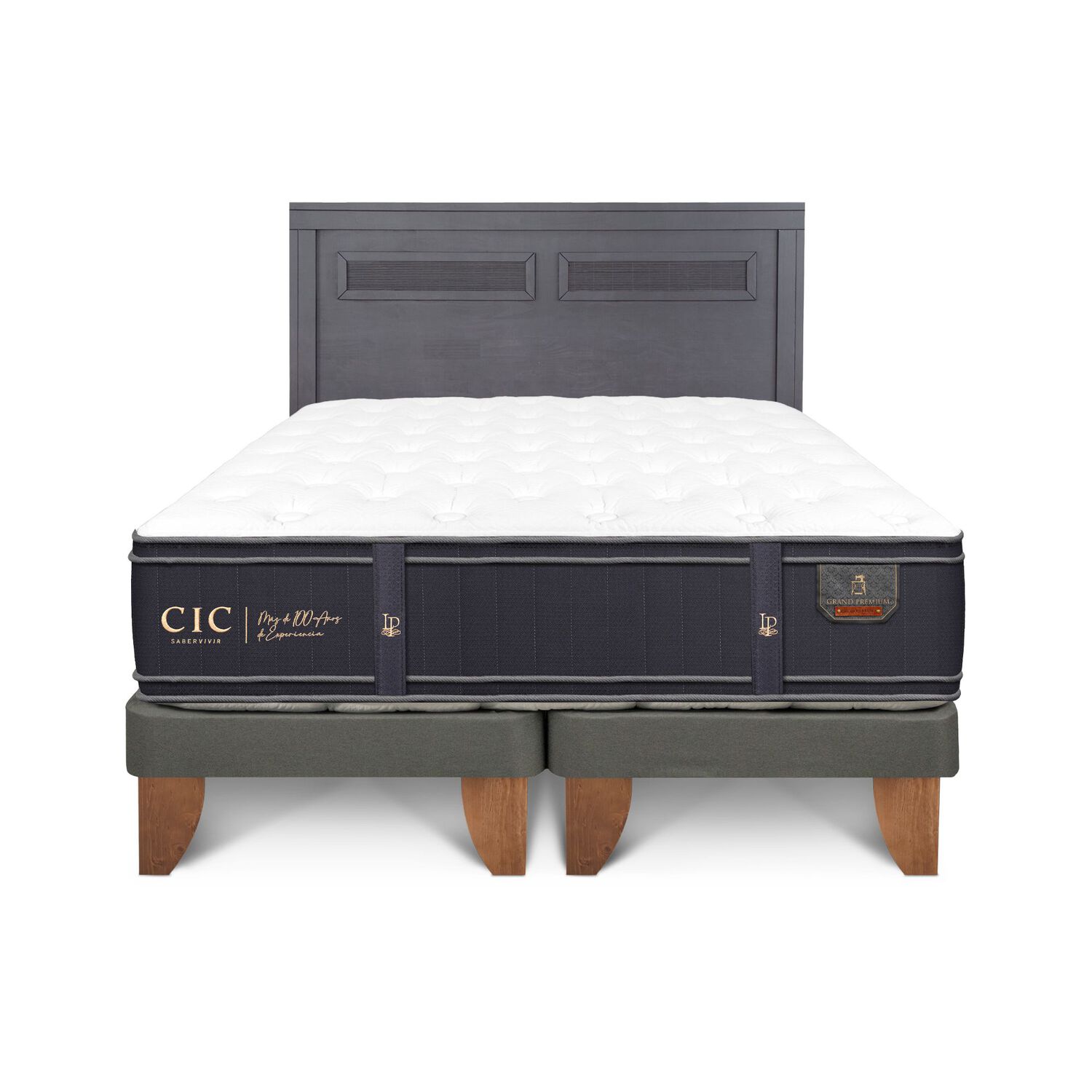 Cama Europea Cic Linea Premium / 2 Plazas / Base Dividida + Respaldo image number 0.0