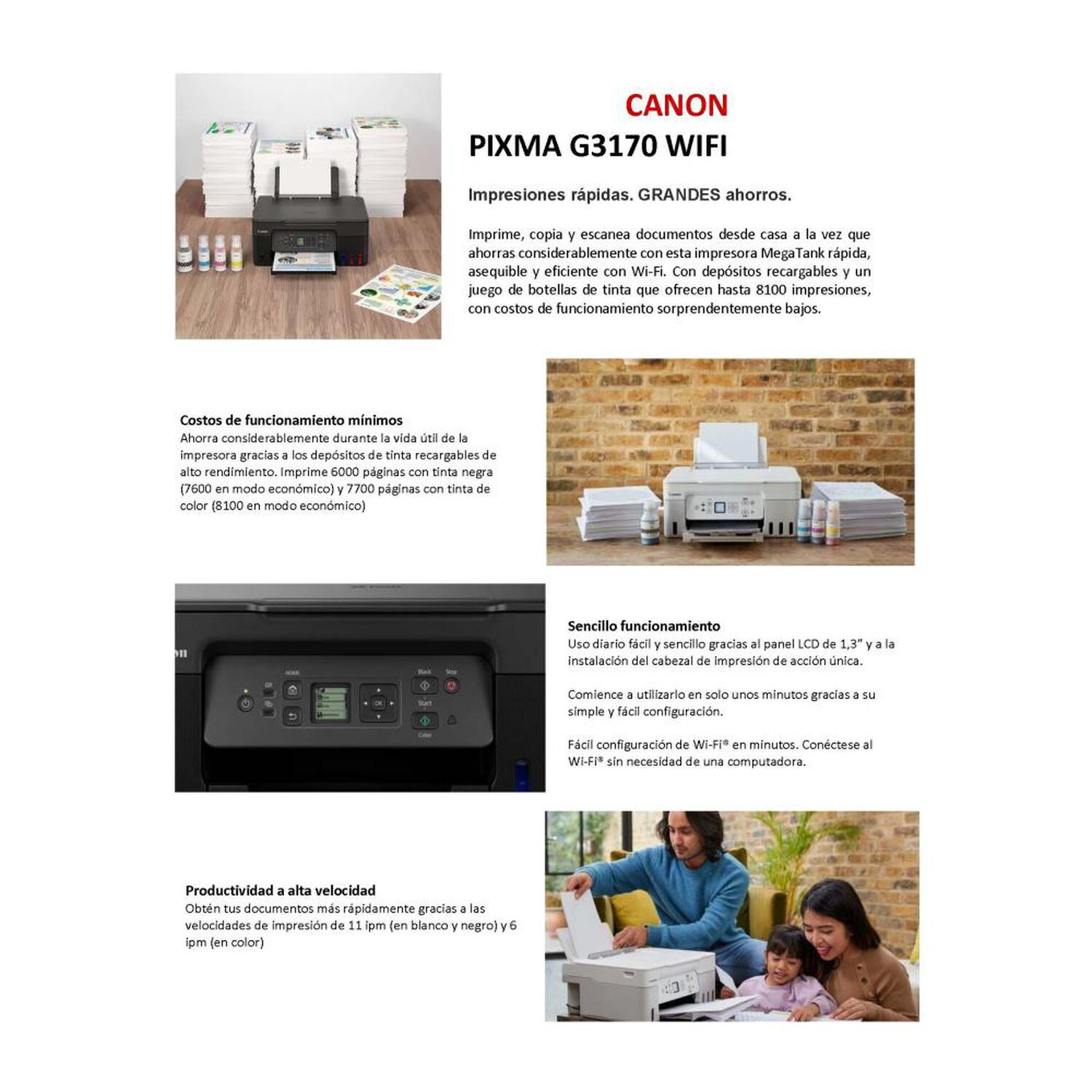 Impresora Multifuncional Canon G-3170 image number 10.0