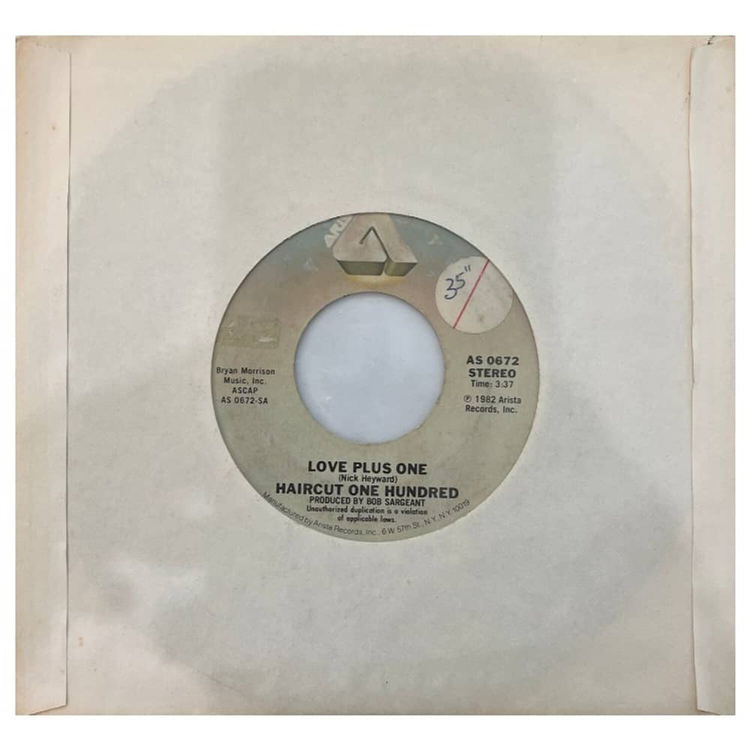 Haircut One Hundred - Love Plus One/favourite Shirts | 7" Single Vinilo Usado image number 0.0