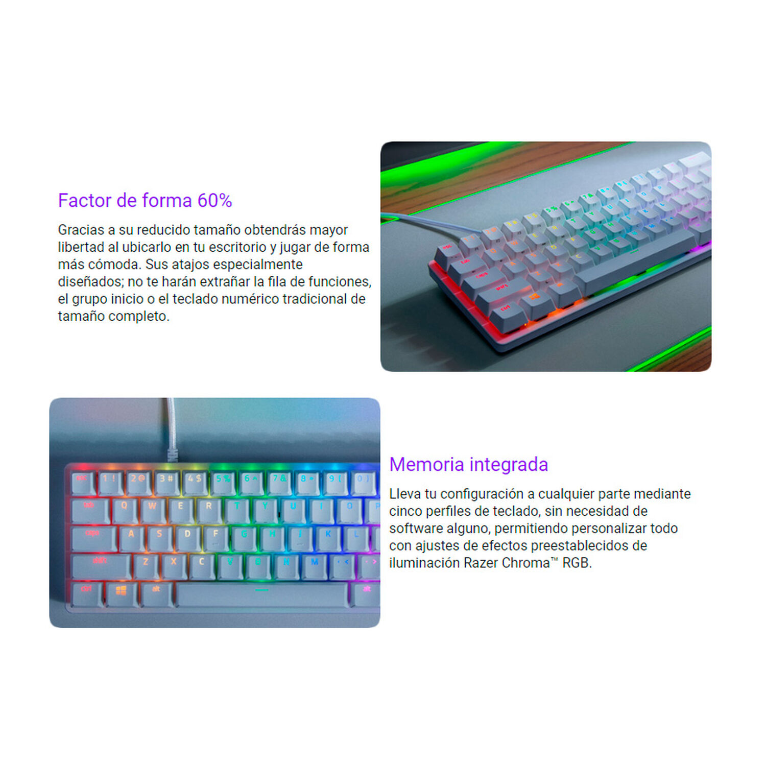 Teclado Razer Huntsman Mini Purple Switch Mercury image number 4.0