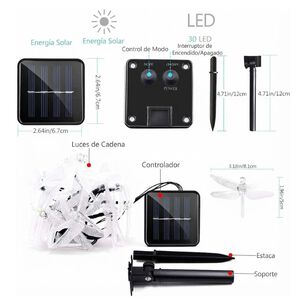 Luces Solares Lib&eacute;lula Guirnalda Exterior Navidad Led C&aacute;lido