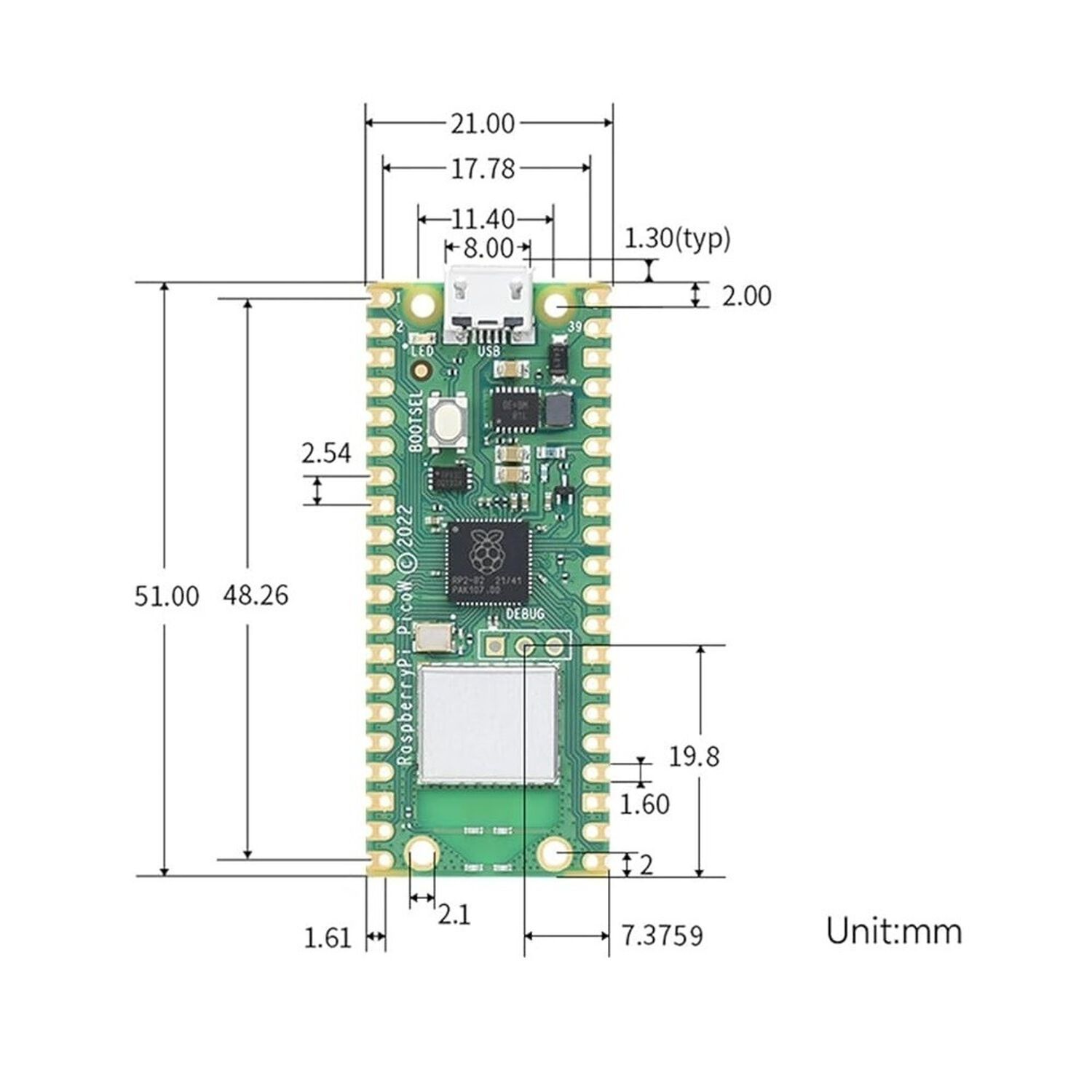 Placa Raspberry Pi Pico 2w Con Headers image number 2.0