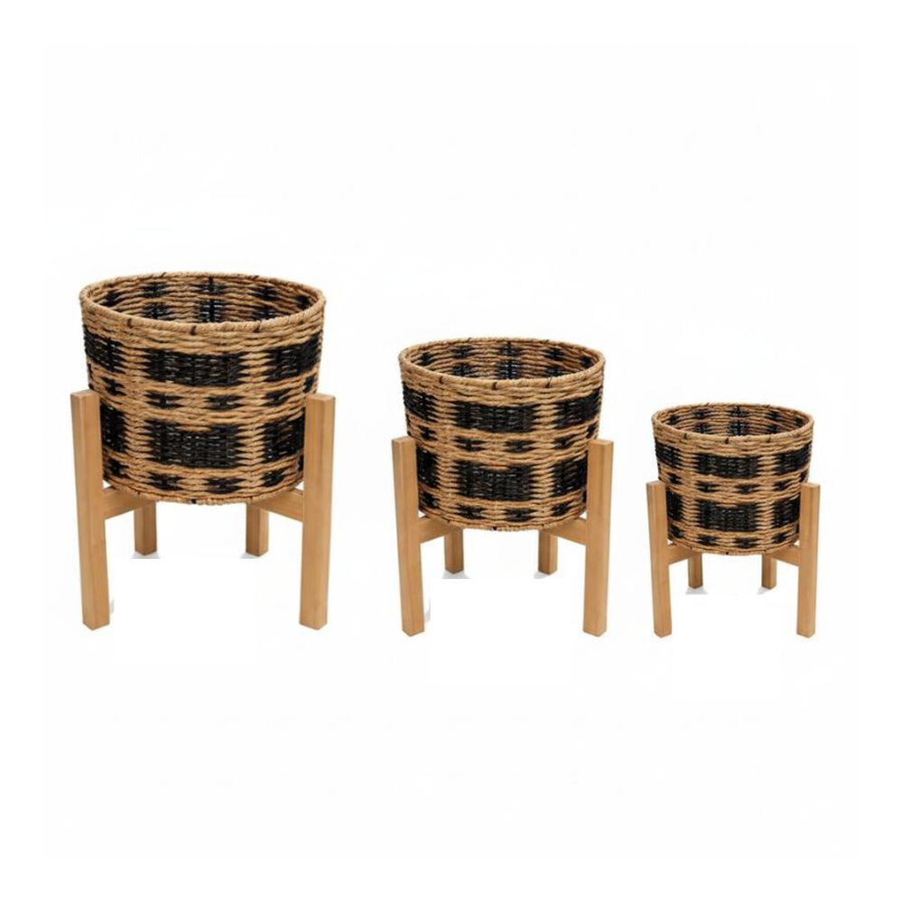 Set De 3 Maceteros Premium Con Bases De Madera image number 0.0