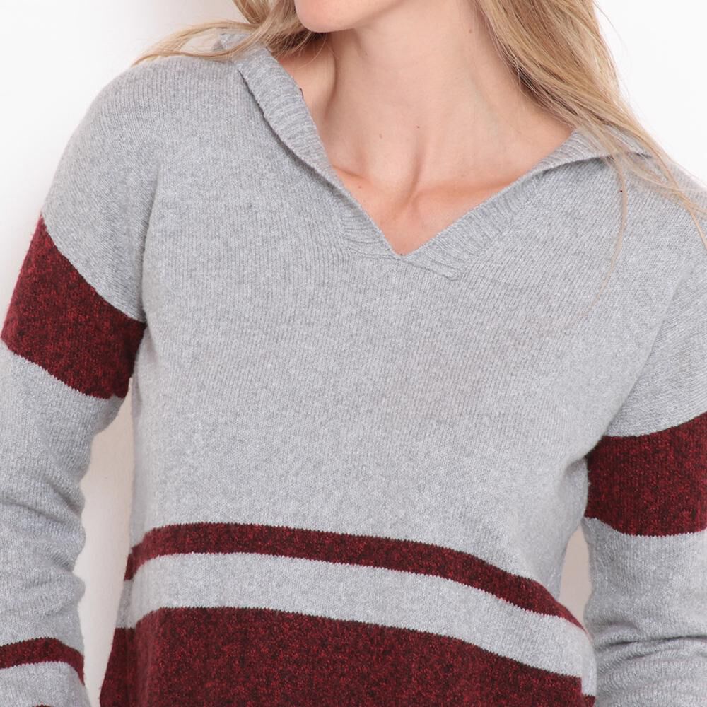 Sweater Rayas Cuello V Mujer Wados image number 1.0