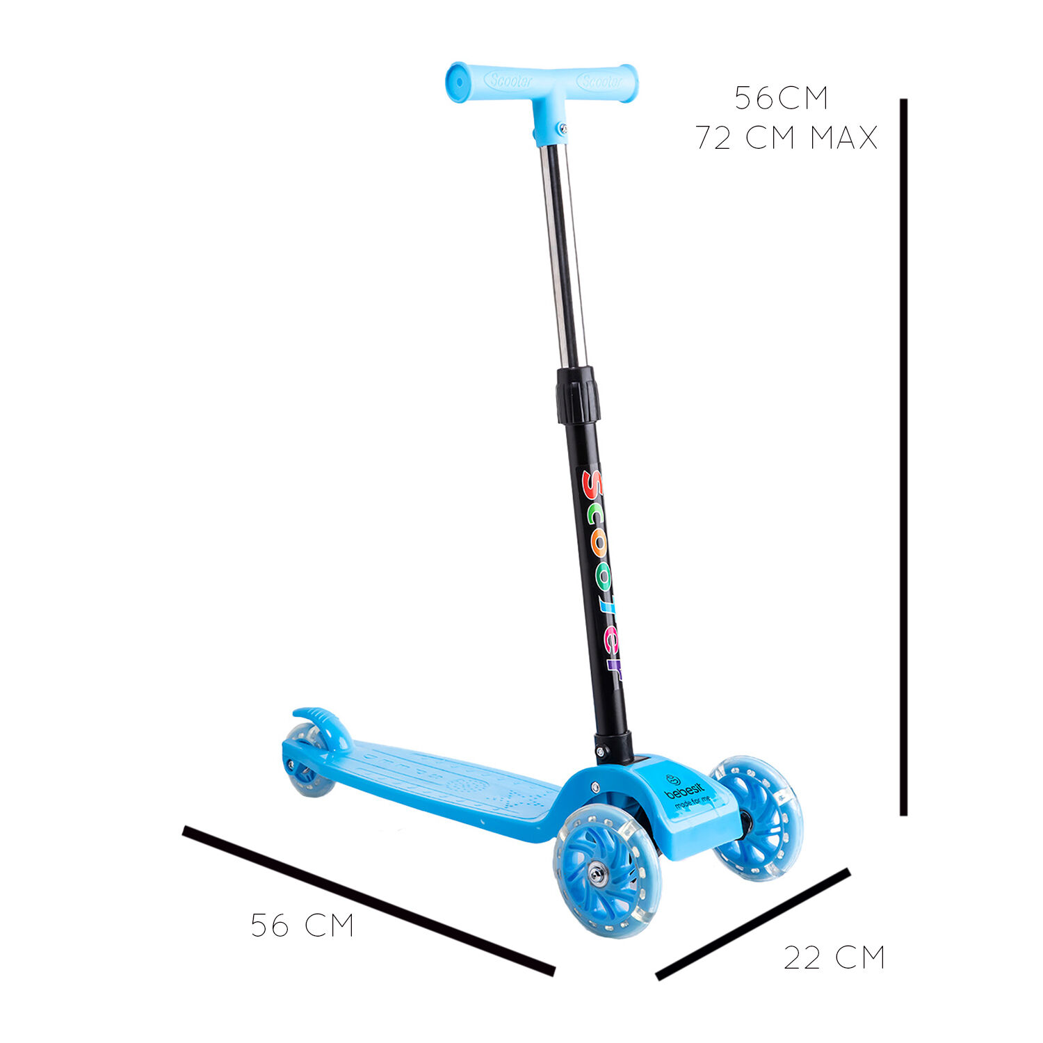 Scooter Monopat&iacute;n Ni&ntilde;o Regulable Plegable Xt03 Azul Bebesit image number 5.0