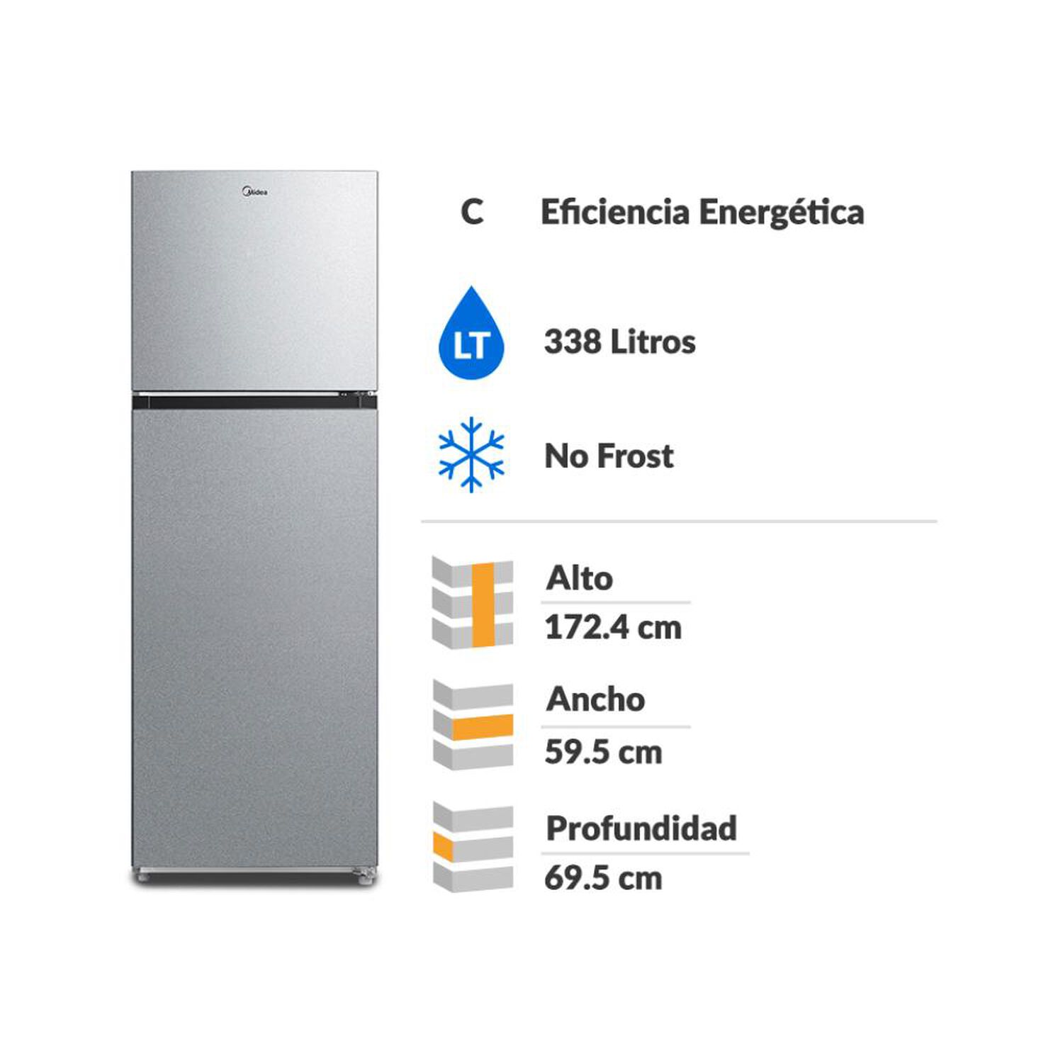 Refrigerador Top Freezer Midea MDRT489MTE50IN / No Frost / 338 Litros / C image number 1.0