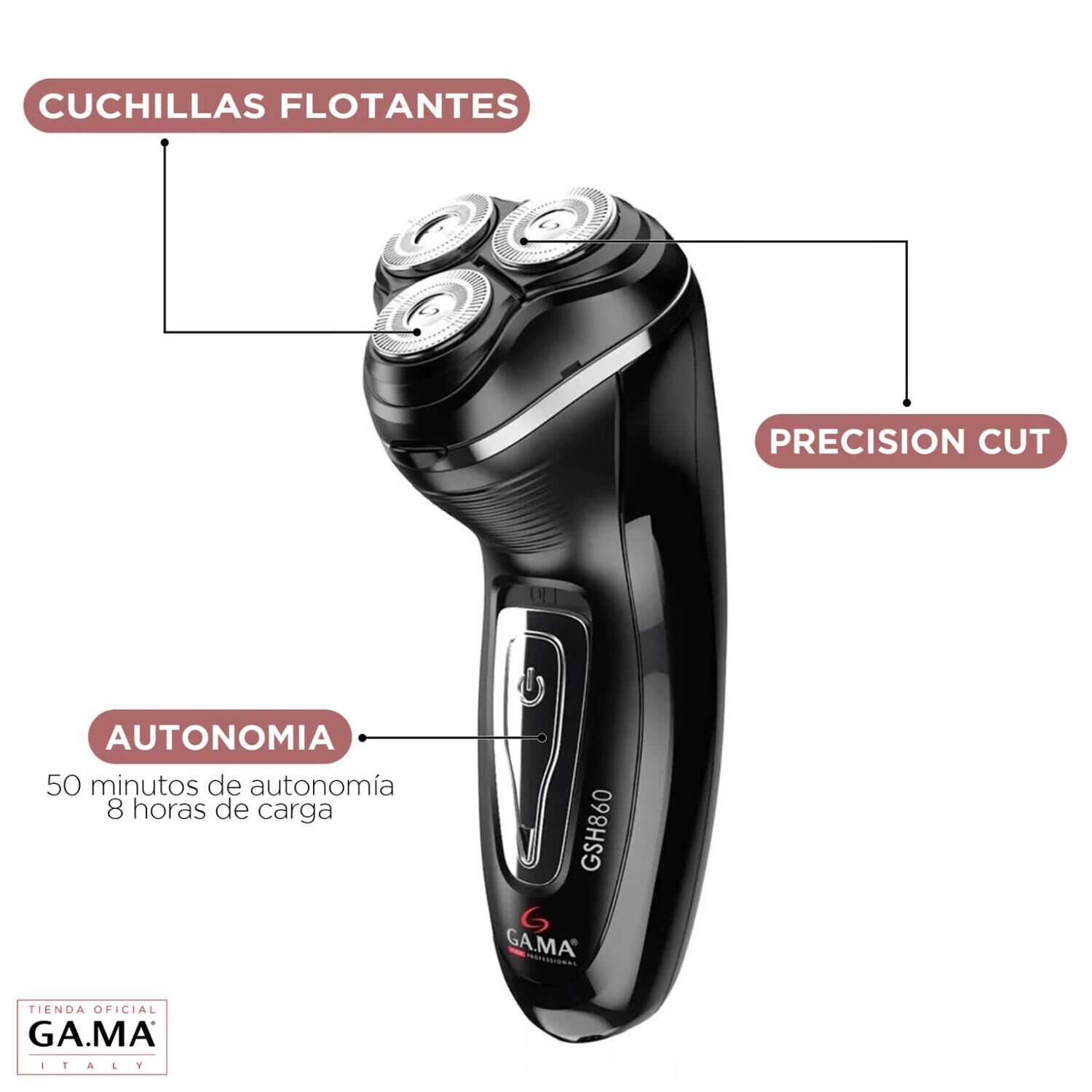 Maquina Afeitadora Circular Recargable Negro Gsh860 Gama image number 1.0