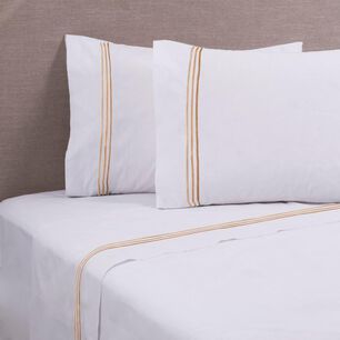 Sabana Bordada 144 Hilos Mashini 2 Plazas Line Beige