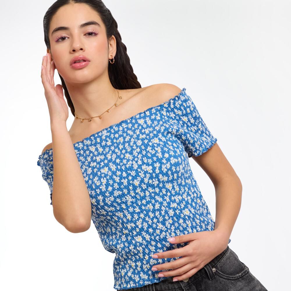 Polera Crop Panal Manga Corta Cuello Recto Mujer Freedom image number 4.0